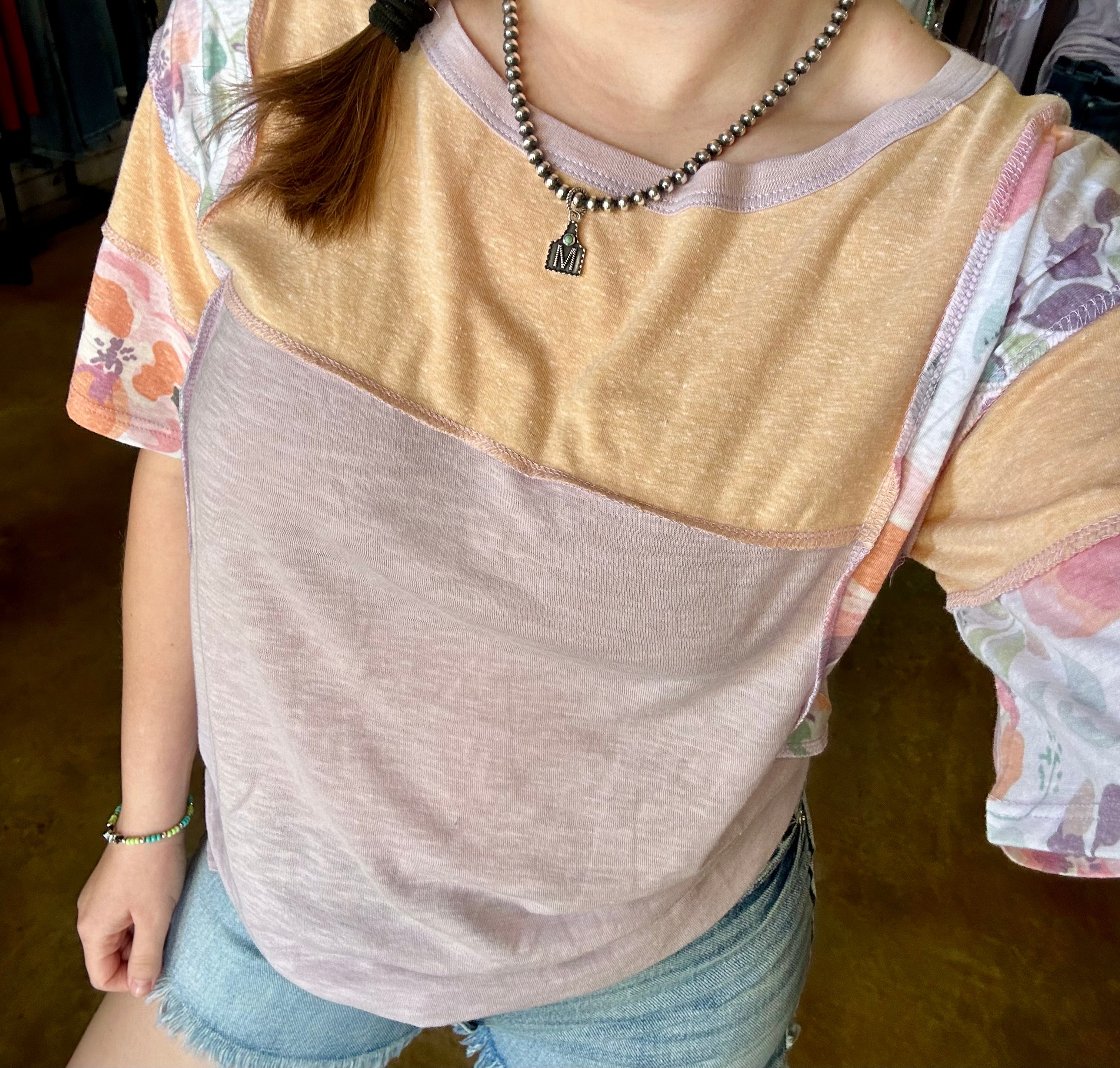 Floral Color Block Top