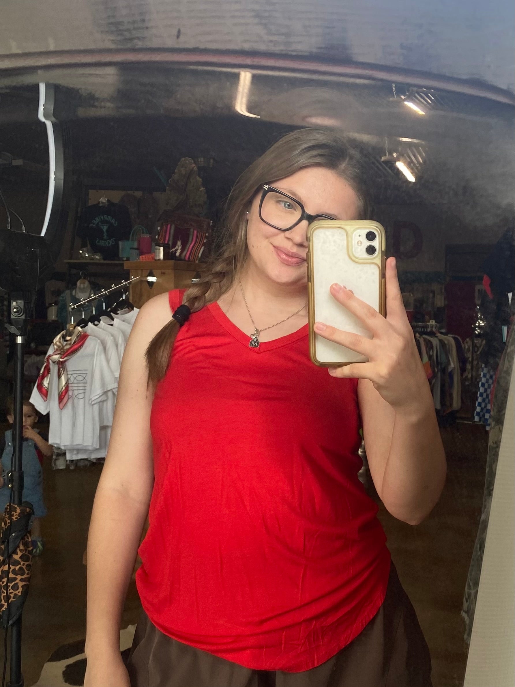 Red Flowy Tank Top