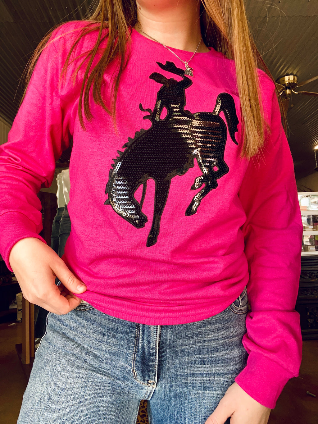 Pink Bronc Rider Tee