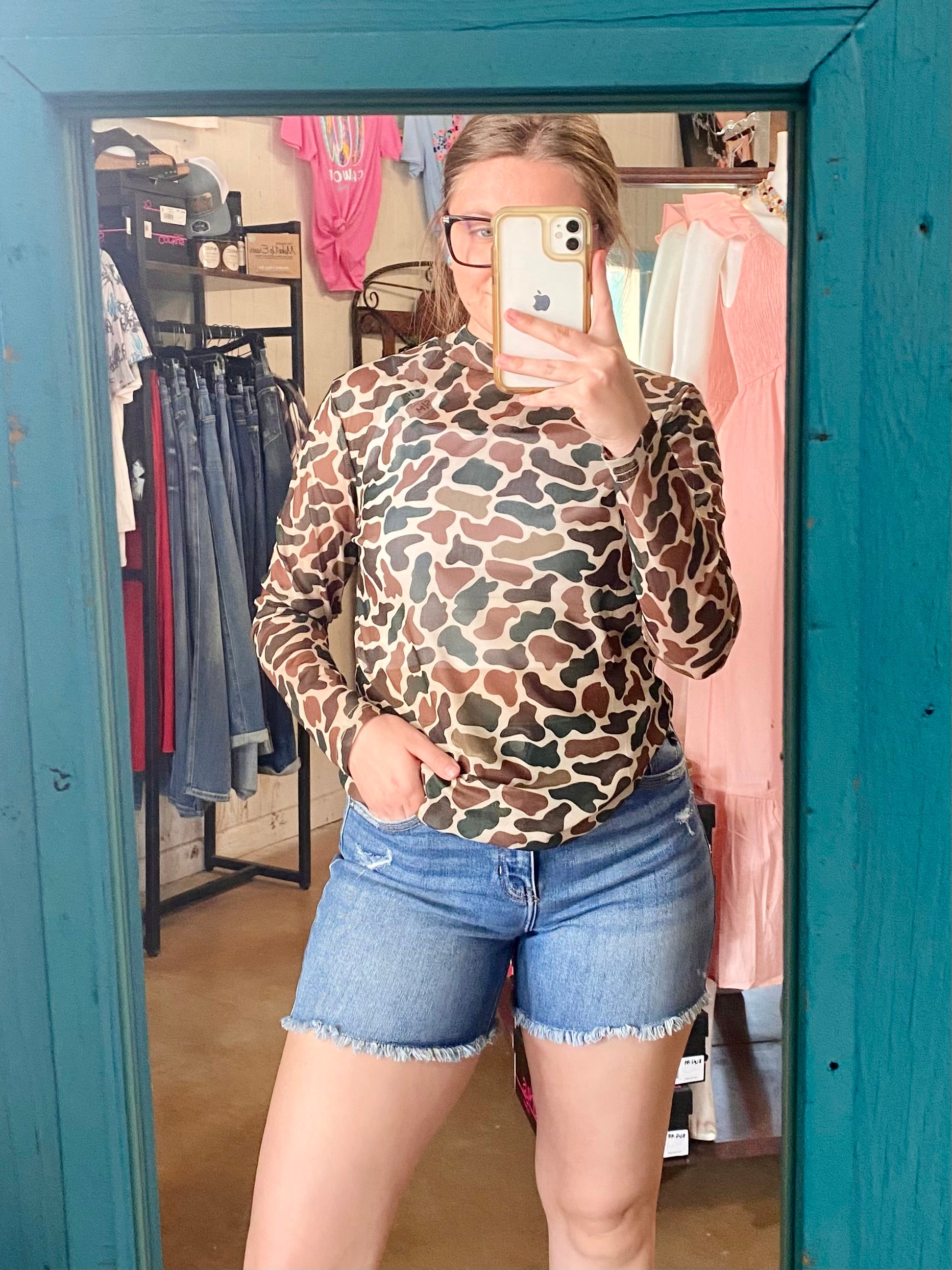Camo Mesh Top