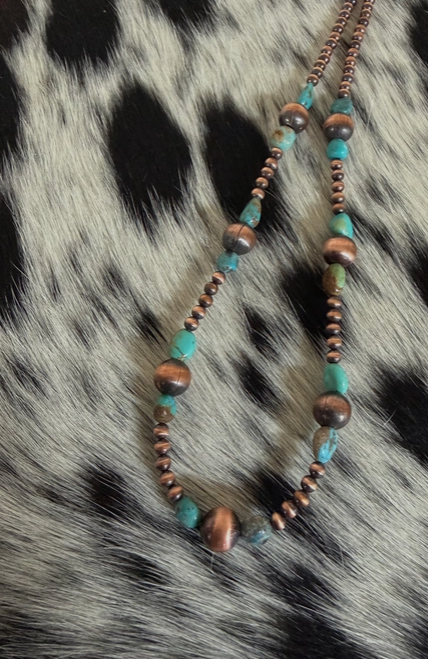 4 mm & 10 mm 18" Copper & Turquoise