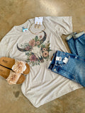 Flower Bull Skull Tee