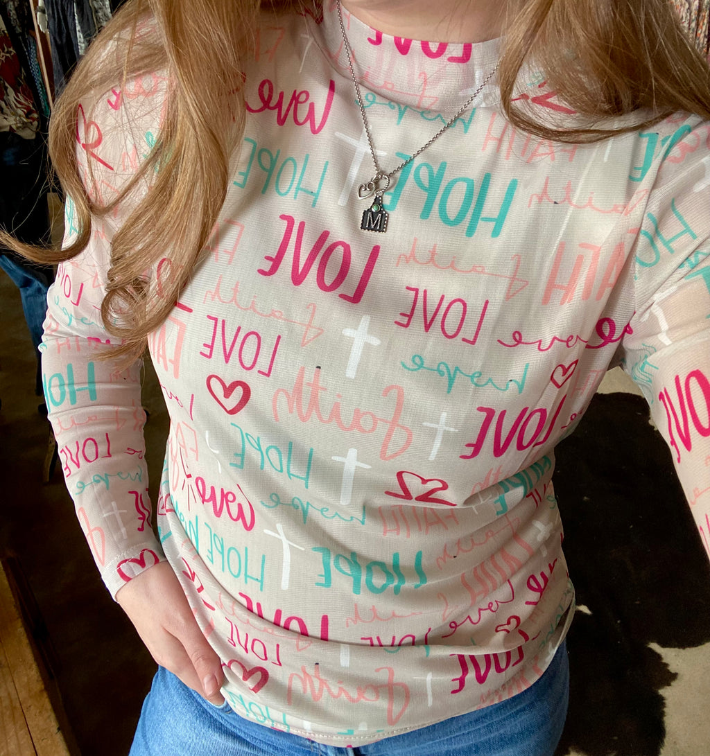 Faith, Hope, Love Mesh Top