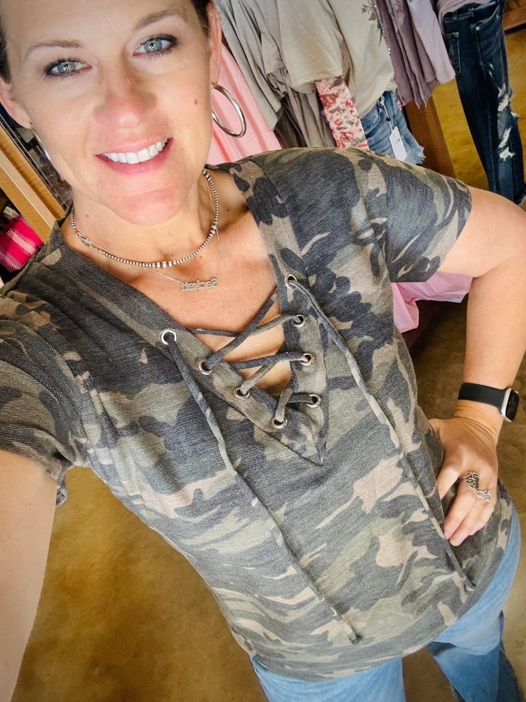 Camo Tie Top