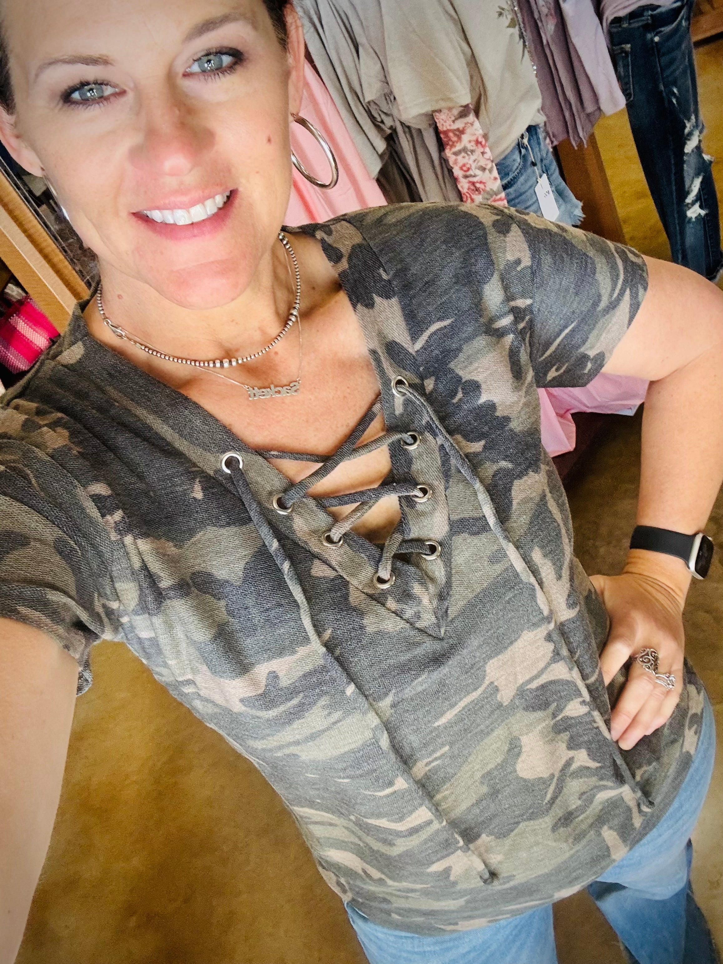 Camo Tie Top
