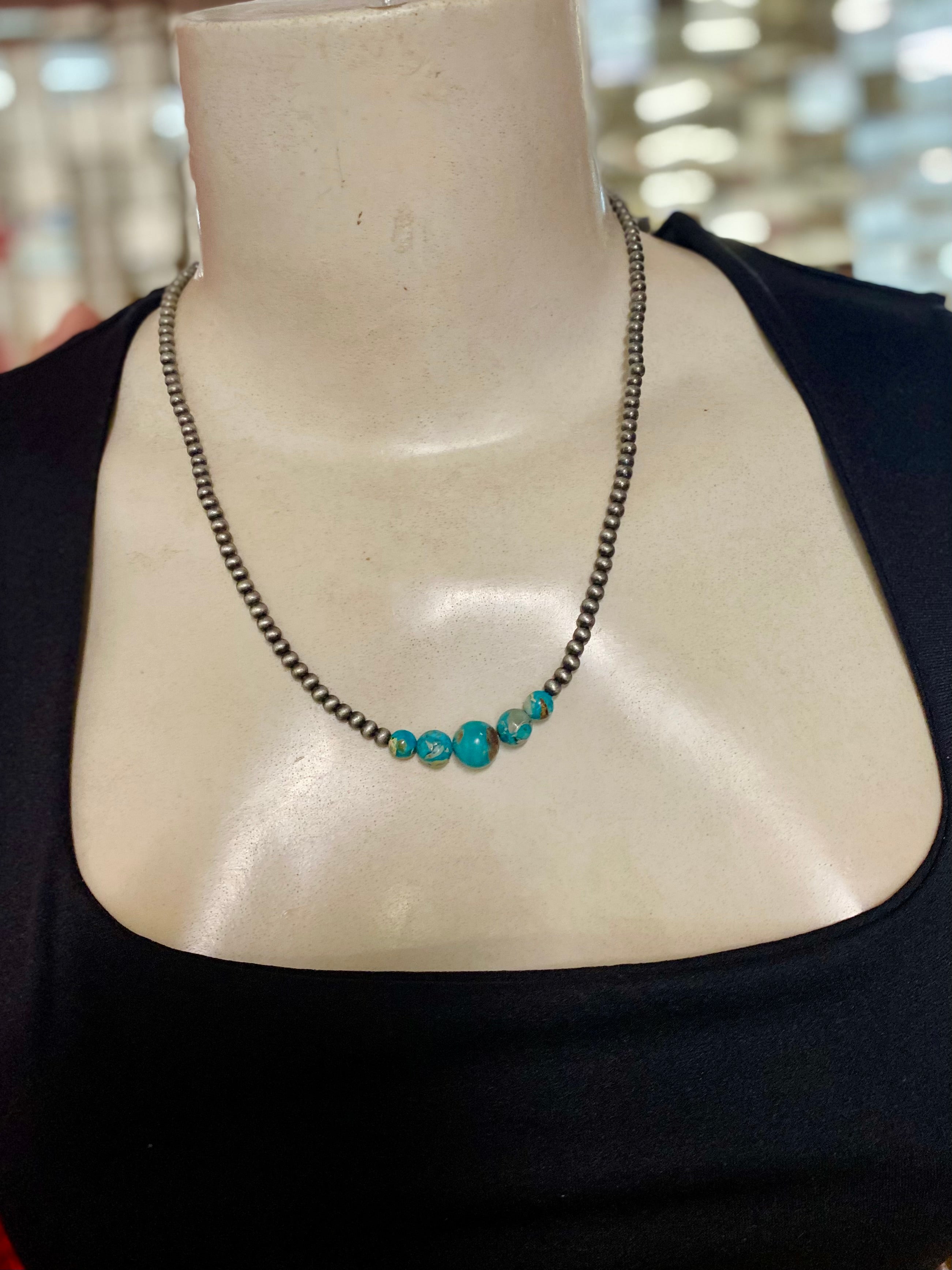 Round Turquoise & Navajo Bead Necklace