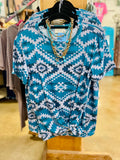 Blue Aztec Top