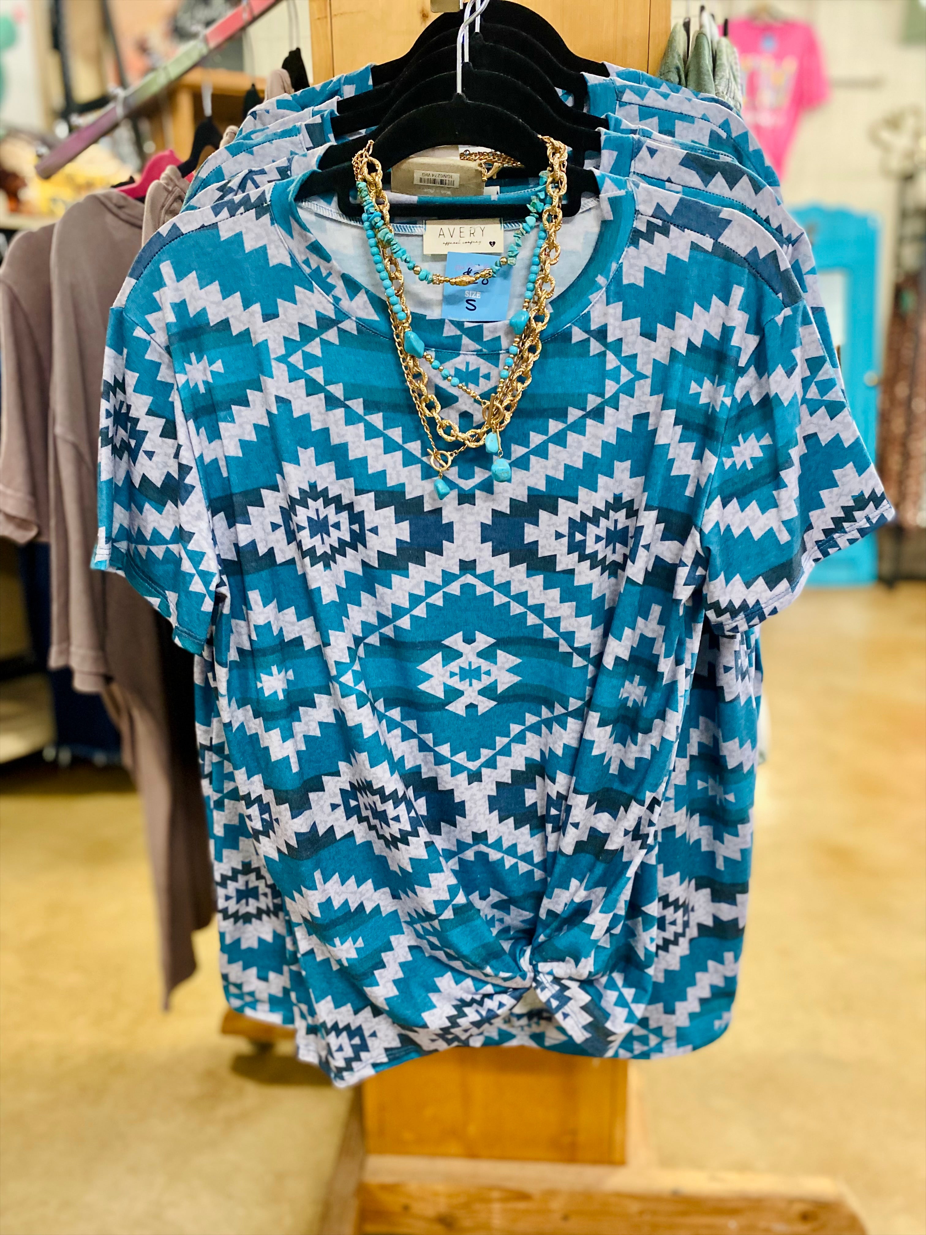 Blue Aztec Top