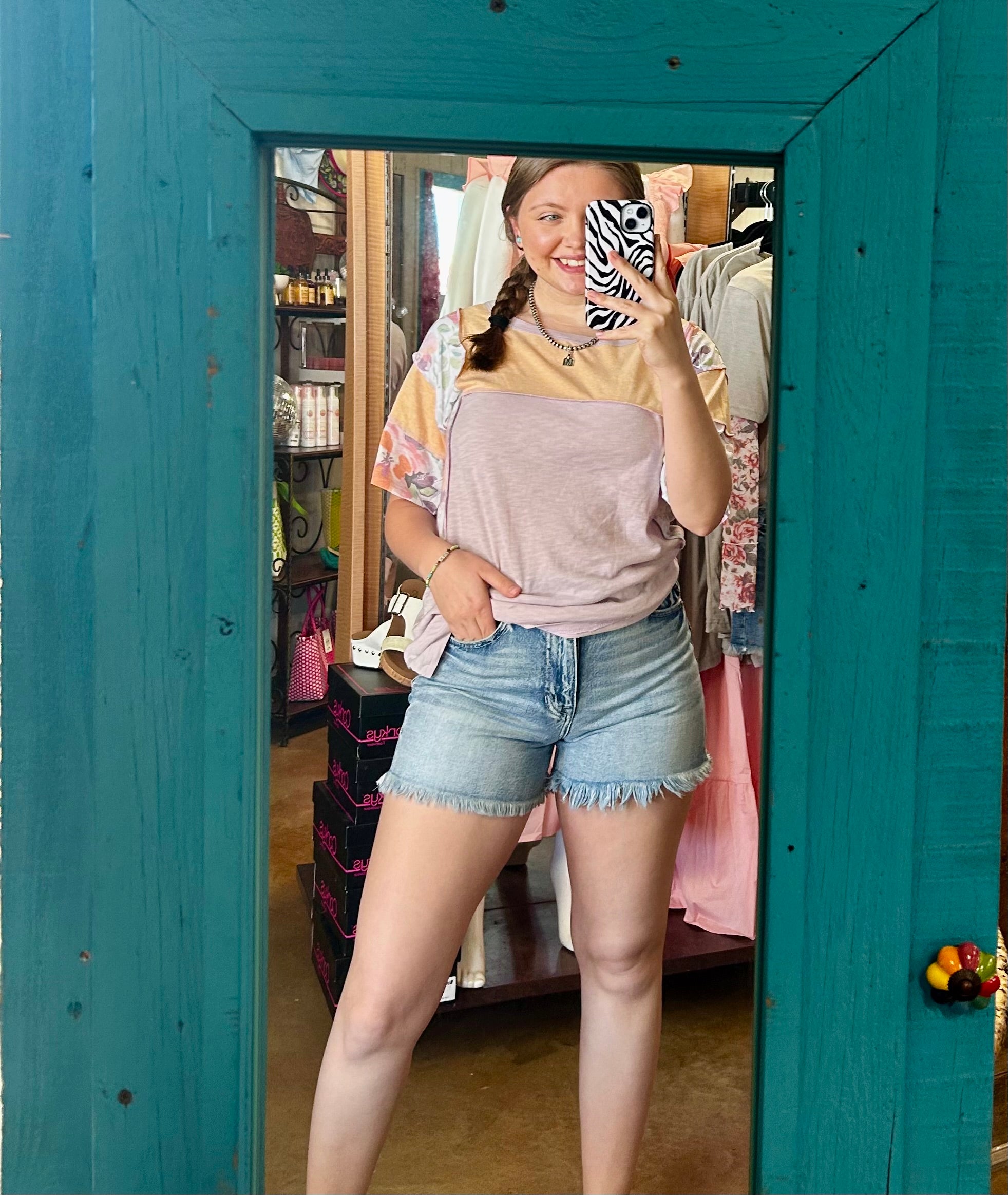 Floral Color Block Top