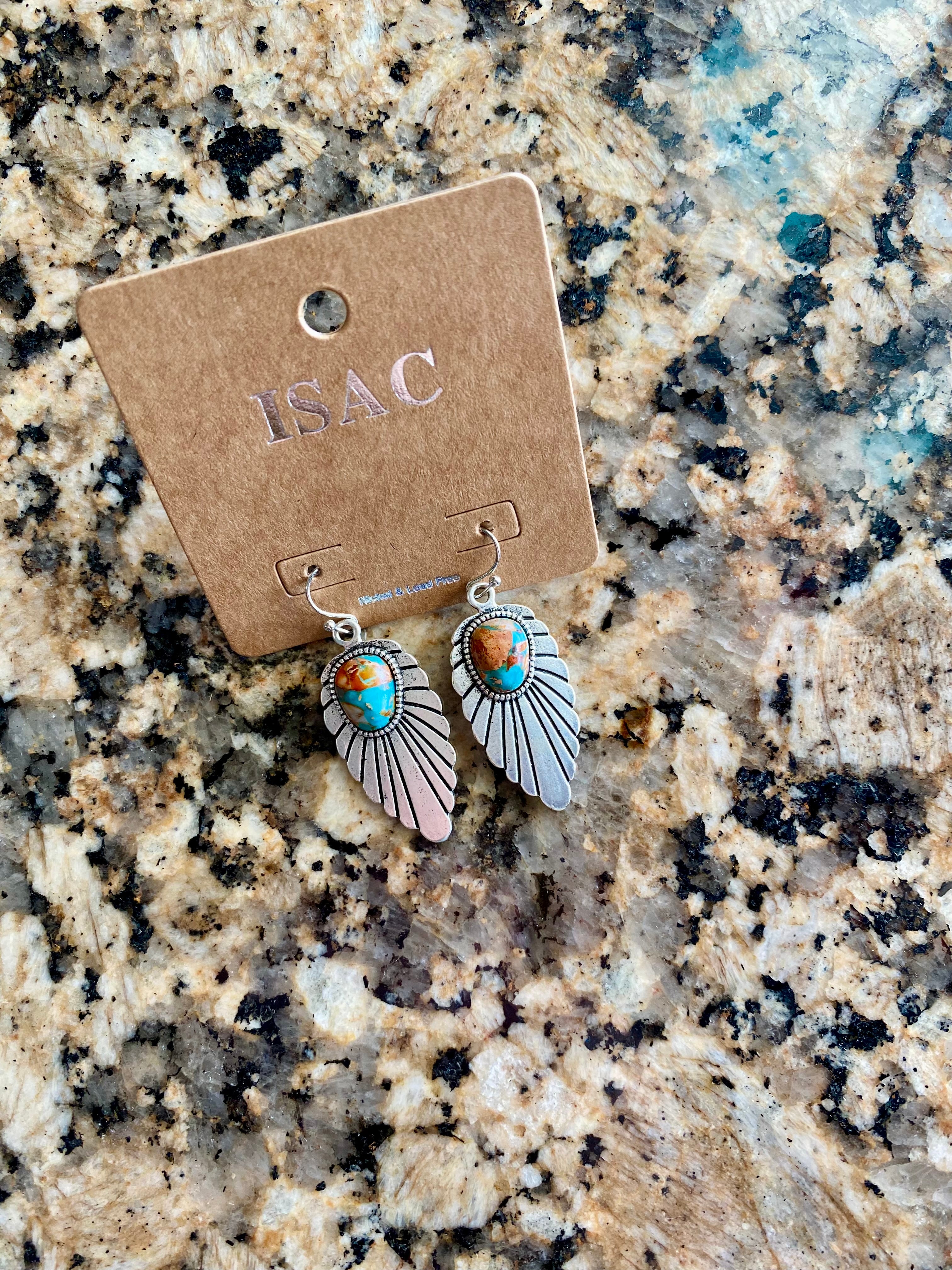 Turquoise & Orange Teardrop Dangles