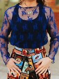 Blue Lace Mesh Top