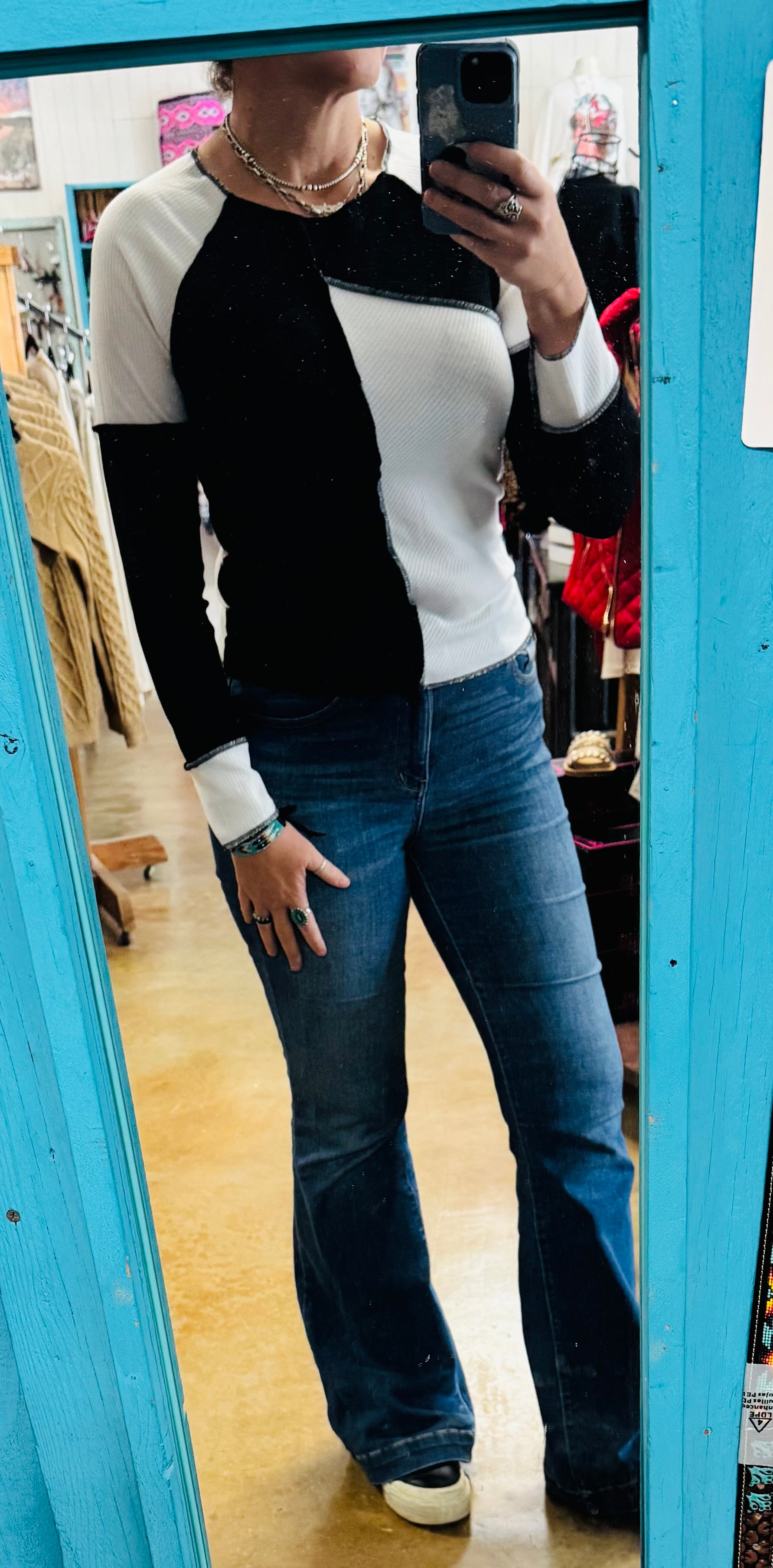 Color Blocking Rib Top