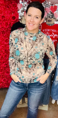 Tooled & Turquoise Mesh Top