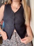 Black Textured Knit Vest