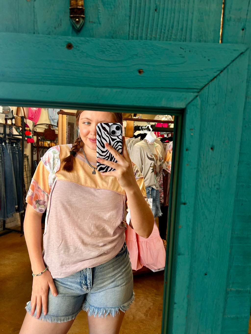 Floral Color Block Top