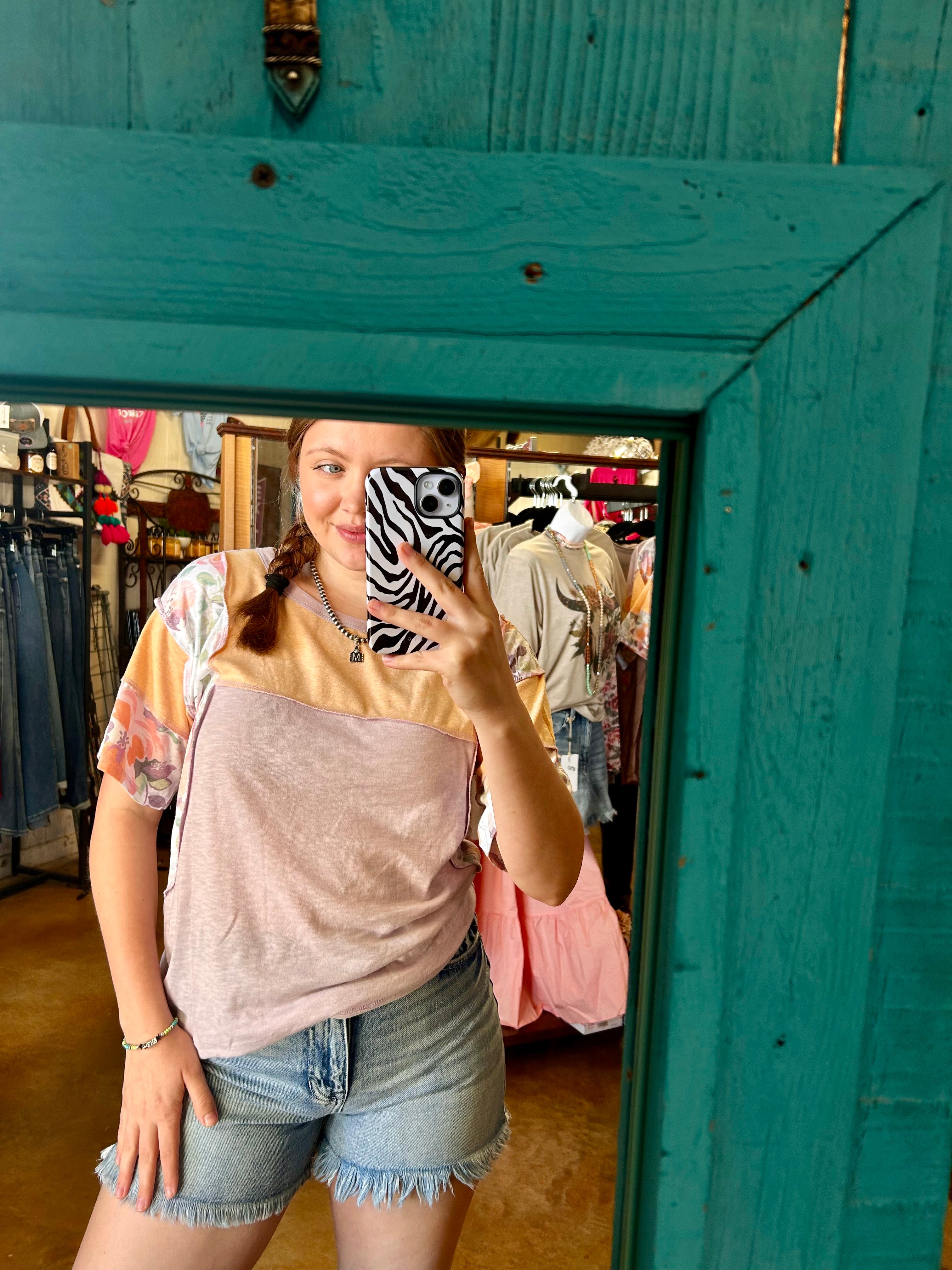 Floral Color Block Top